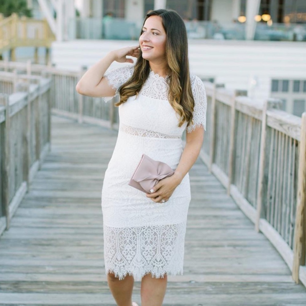 VICI Midi White lace dress